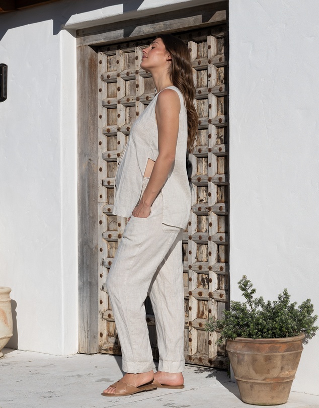 Angel Maternity - Pamela Linen Tailored Maternity Pants