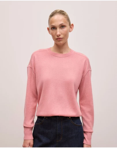 Trenery - Merino Cashmere Forward Shoulder Seam Crew in Dusty Rose