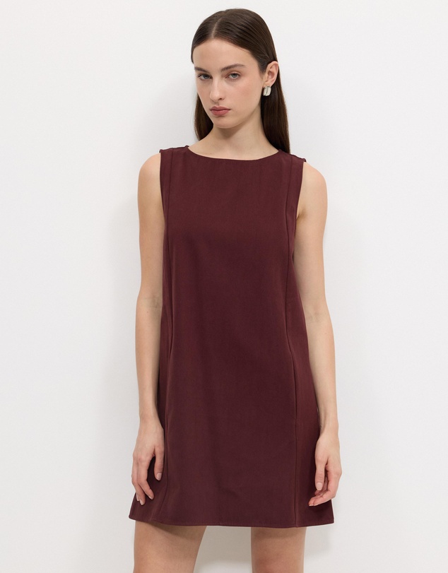 Calli - Ruby Cotton Twill Shift Dress