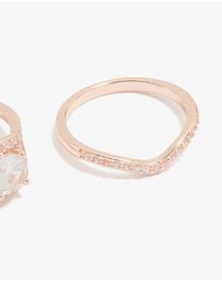 Lovisa - Rose Gold Cubic Zirconia & Pointed Rings 3-Pack