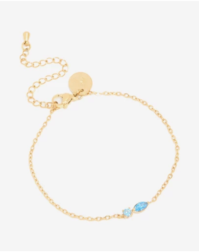 Lovisa - Waterproof Gold Plated Stainless Steel December Blue Cubic Zirconia Birthstone Bracelet