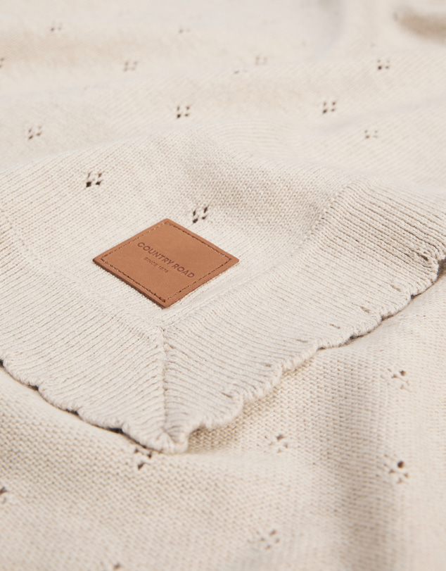 Country Road - Organically Grown Cotton Blend Knit Detail Blanket
