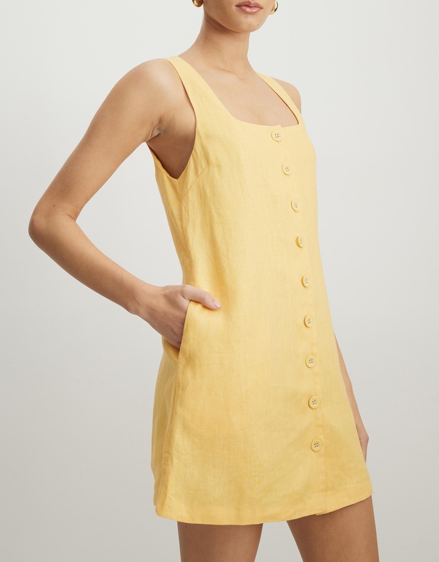AERE - Bari Linen Button Down Mini Dress