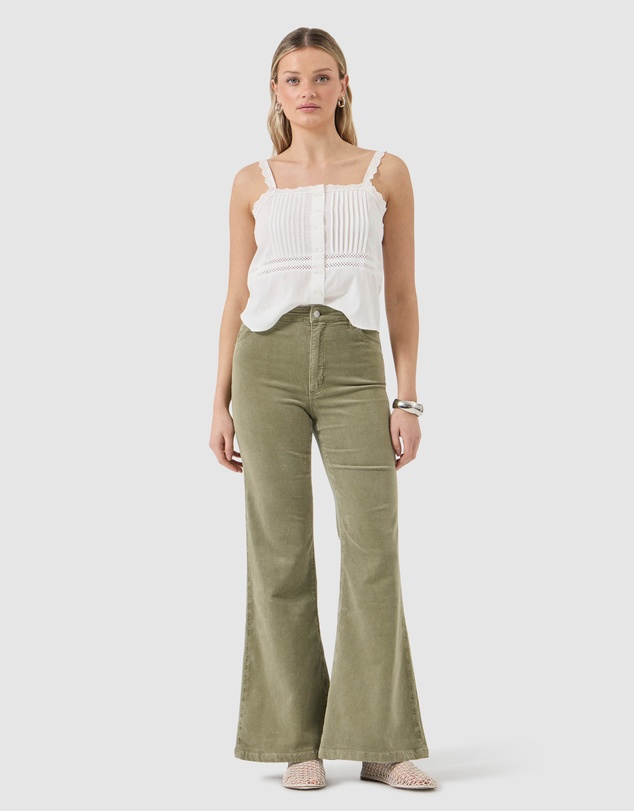 Rolla's - Eastcoast Flare Baby Cord Jean - Olive