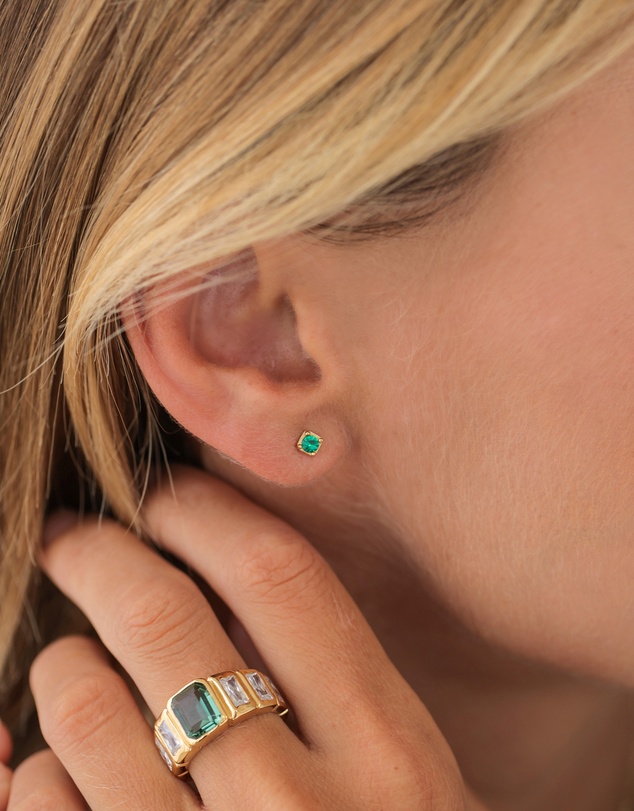 Elli Jewelry - Earrings Stud Emerald Drop 925 Sterling Silver Gold-Plated