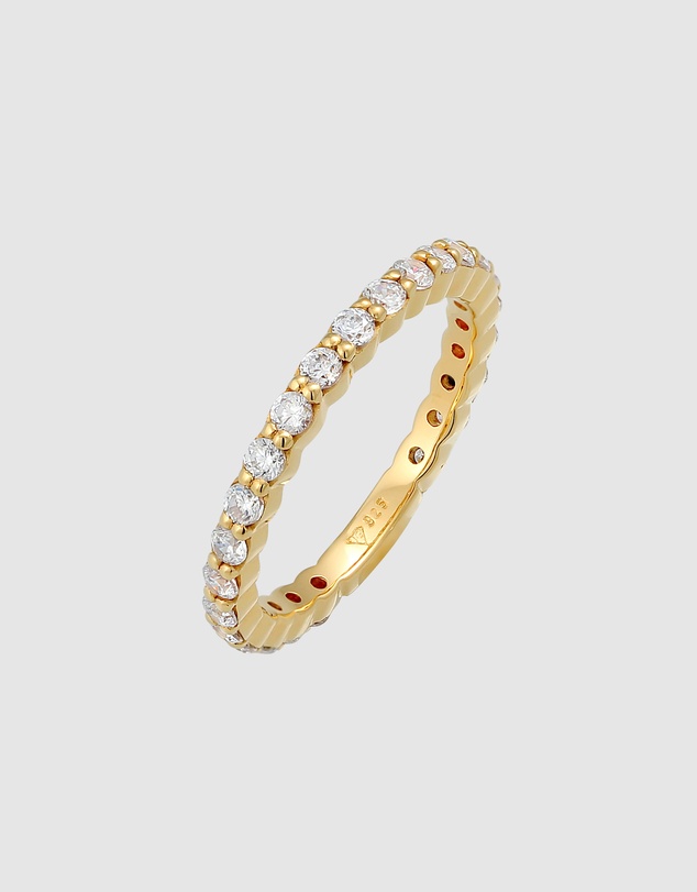 Elli Jewelry - Zirconia Band Ring in Gold-Plated 925 Silver