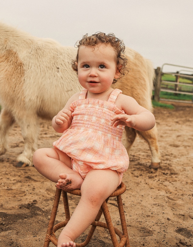 Kynd Baby - Shirred Romper in Check