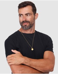 Kuzzoi - ICONIC EXCLUSIVE - Necklace Mens Coin Cross Pendant Trend in 925 Sterling Silver Gold Plated