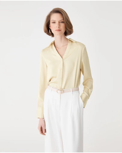 Forcast - Lila V-neck Satin Blouse