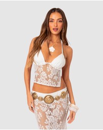 EDIKTED - Bess Open Back Sheer Lace Top