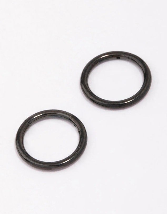 Lovisa - Black Surgical Steel Sleeper Earrings 8mm