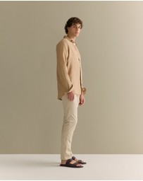 Trenery - Slim Fit Cotton Dobby Twill Chino in Fawn