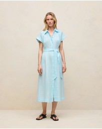 Trenery - Linen Panelled Shirt Dress in Pastel Blue