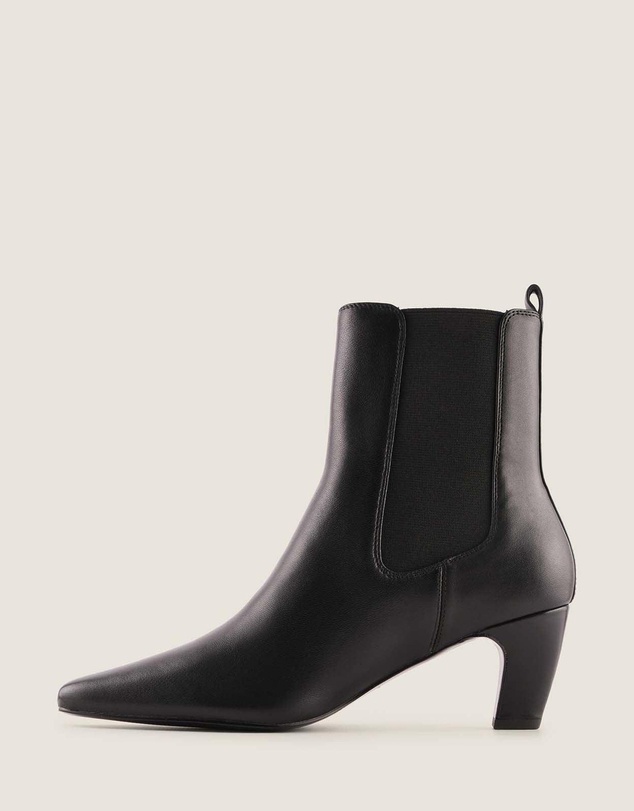 Shelly Shen - Fame Heel Ankle Boots Black Leather