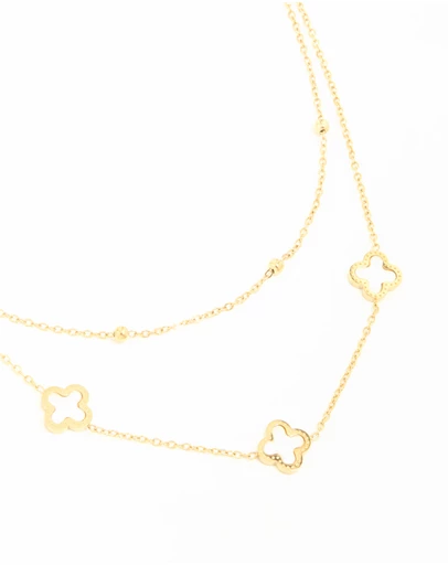 Lovisa - Waterproof Gold Plated Stainless Steel Flower Layered Necklace
