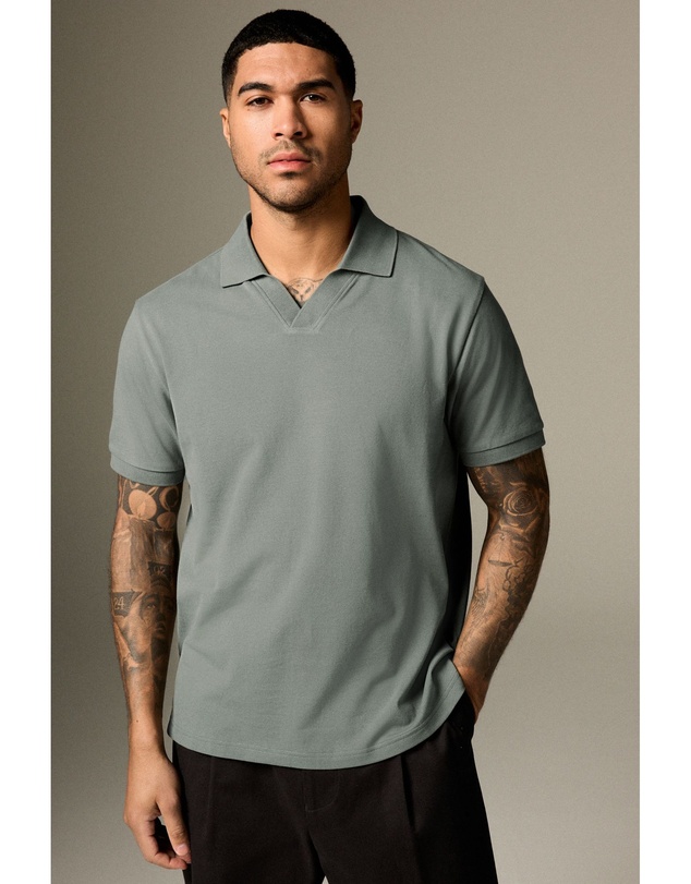 NEXT - Short Sleeve Cuban Collar Pique Polo Shirt