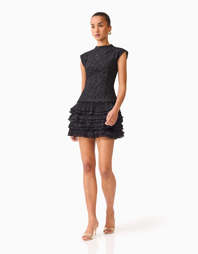 Elliatt - Alexandra Tiered Mini Dress in Black