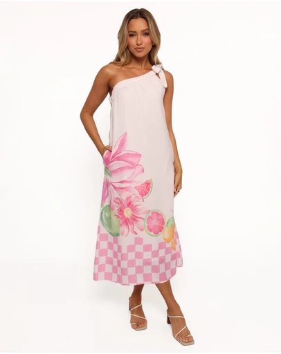 Petal & Pup - Reagan One Shoulder Midi Dress - Pink
