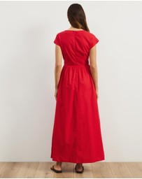 Atmos&Here - Anna Tie Front Linen Blend Maxi Dress