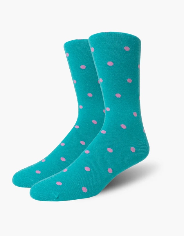 Swanky Socks - Teal Pink Polka Dot