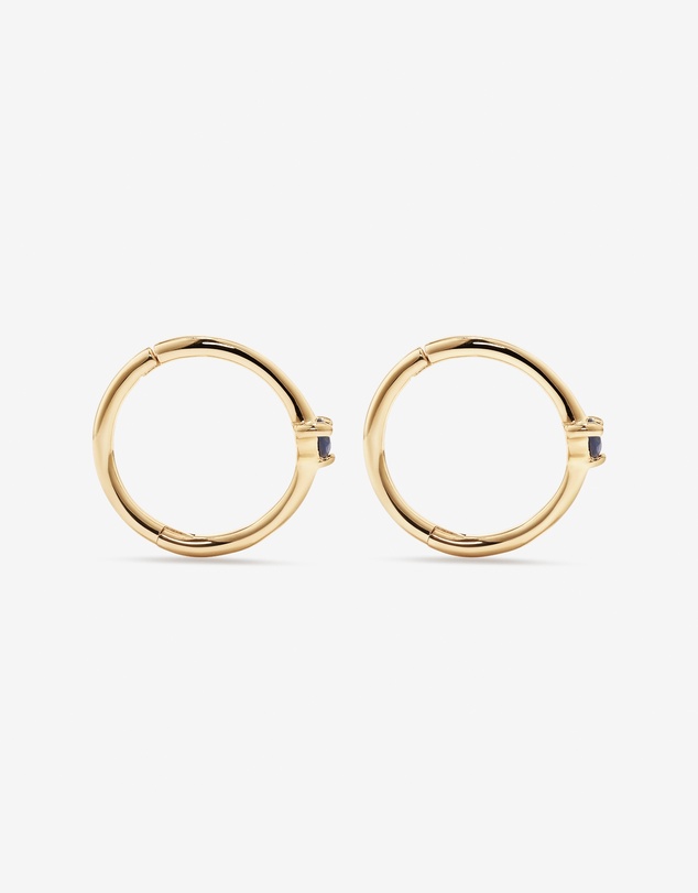 Michael Hill - Blue Sapphire Gemstone Accent Sleeper Earrings in 10kt Yellow Gold