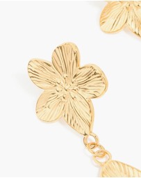 Lovisa - Waterproof Gold Plated Stainless Steel Flower Pearl Drop Earrings