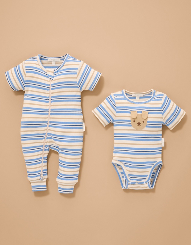Purebaby - Rib S/Sleeve Growsuit-Babies