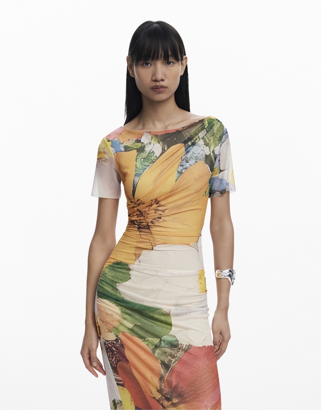 Desigual - Midi Tulle Dress with Flowers
