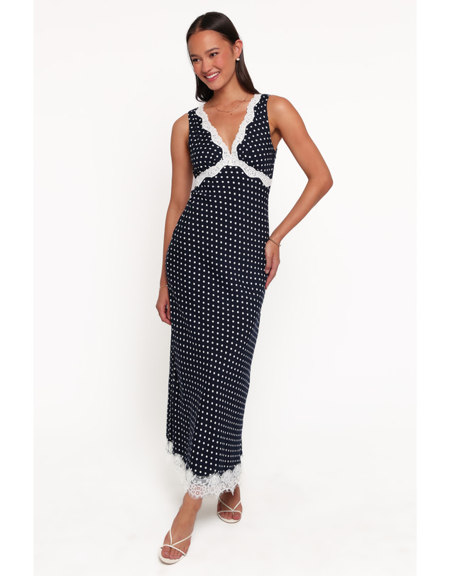 Petal & Pup - Jeanette Midi Dress - Navy/White Polka Dot