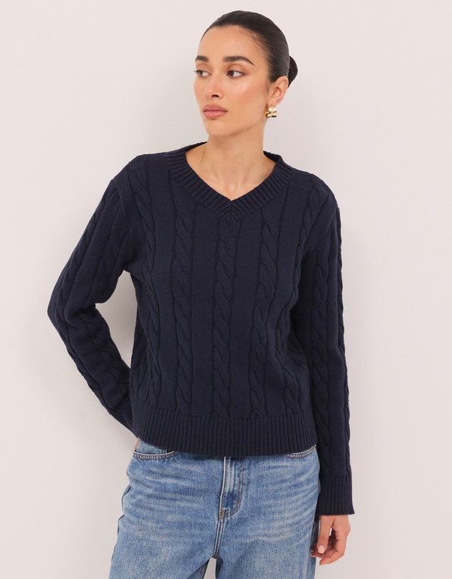 Calli - Leo Wool Blend Cable Knit Jumper