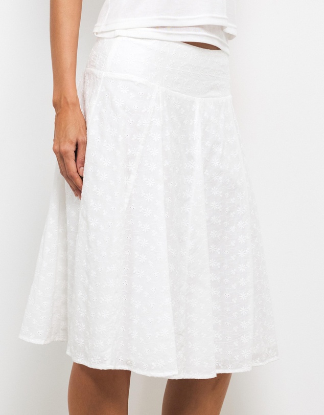 AERE - Tansy Embroidered Midi Skirt