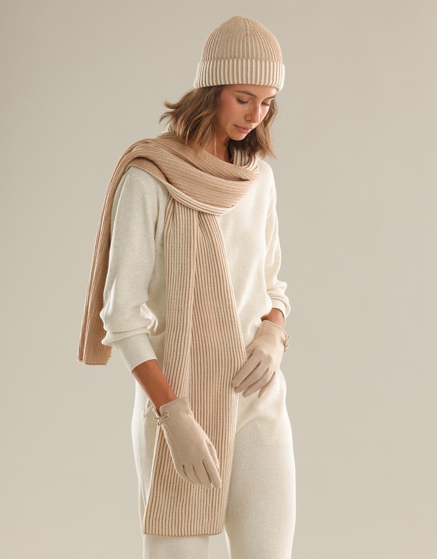 Morgan & Taylor - Sarina Ribbed Knit Beanie in Beige