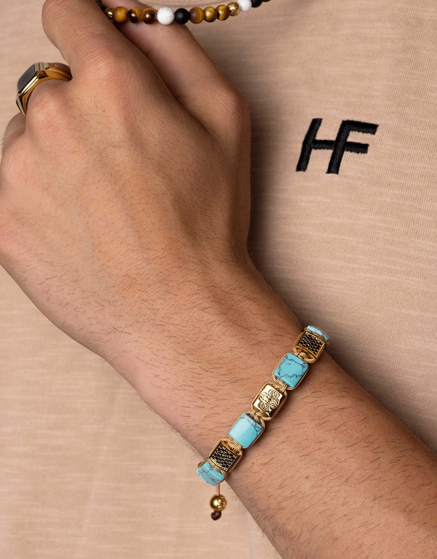 Nialaya Jewellery - The Dorje Flatbead Collection Turquoise and Gold