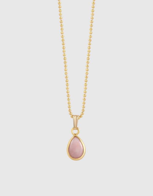Von Treskow - Fine Ball Chain Necklace with Pear Pink Opal