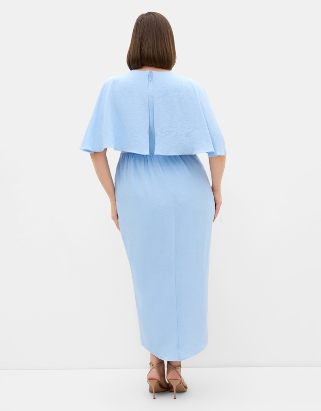 City Chic - Plus size Brae Faux Wrap Maxi Dress - soft blue