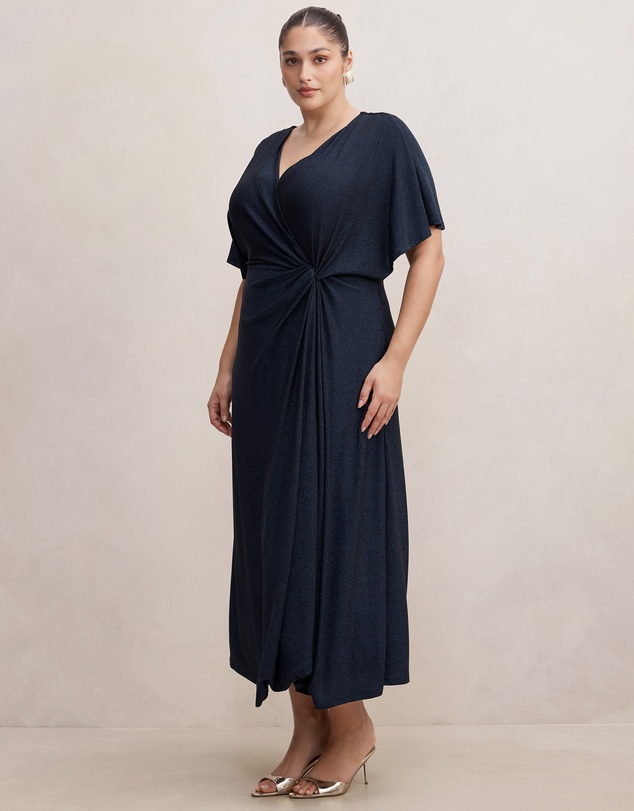 Forever New Curve - Laura Curve Draped Metallic Dress