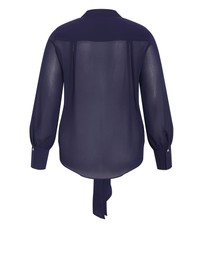 City Chic - Plus size Jane Tie Hem Shirt - navy