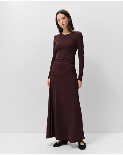UNISON - Ruched Mesh Long Sleeve Dress
