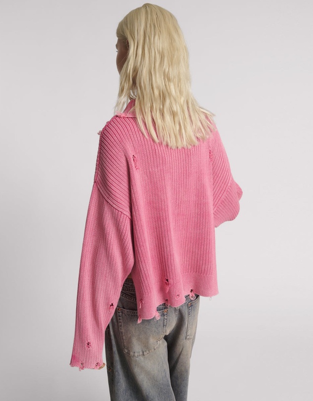ONE TEASPOON - Rib College Pullover Sweater - Pink