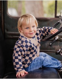 Fox & Finch - Wild Side Check Knitted Cardigan - Babies