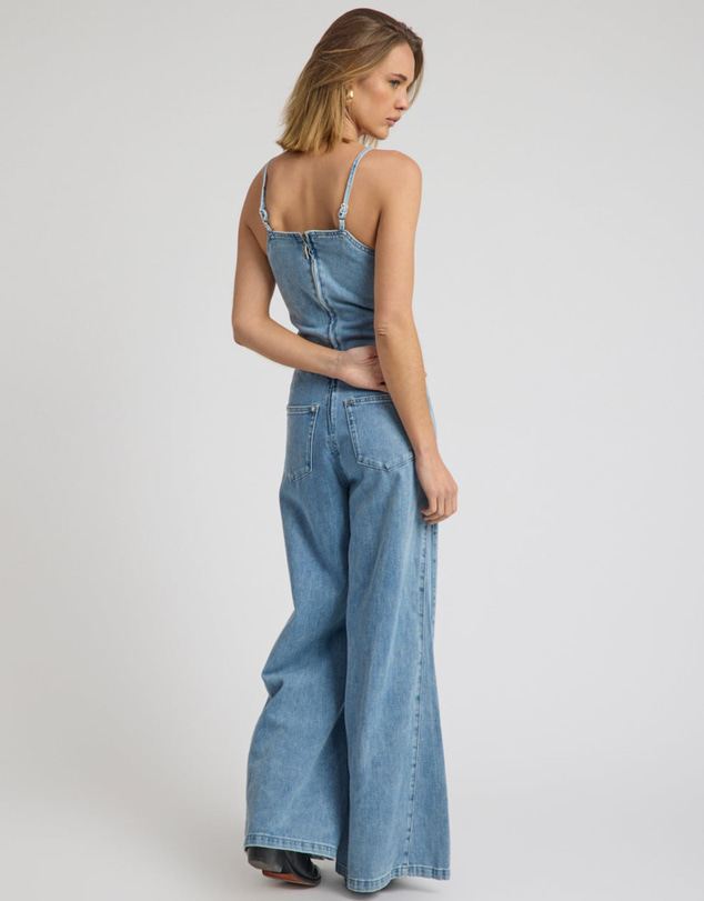 ONE TEASPOON - Brigitte Wide Leg Cami Denim Jumpsuit - Blue Rapture