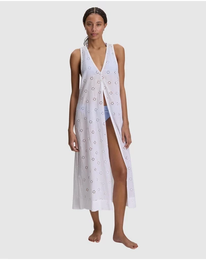 Polo Ralph Lauren - Cotton Eyelet Open Side Midi Beach Dress Cover-Up