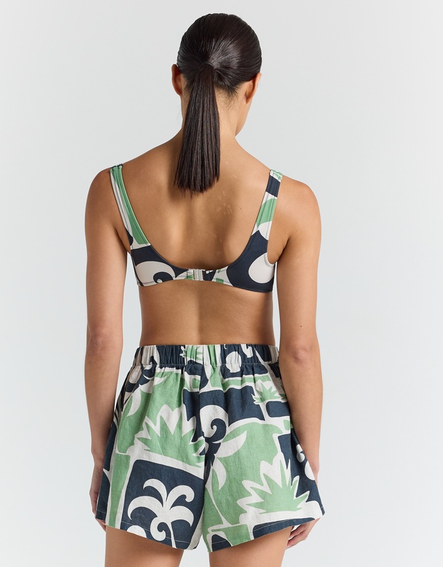 Poolside Paradiso - Beachcomber 100% Linen Slit Short - Palm