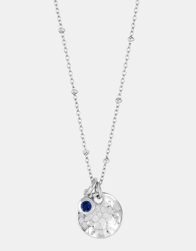Dower & Hall - Women's Hammered Disc & Blue Sapphire Array Necklace In Sterling Silver