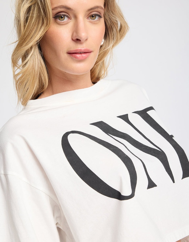 ONE TEASPOON - One Logo Boxy Crop Tee - Ivory