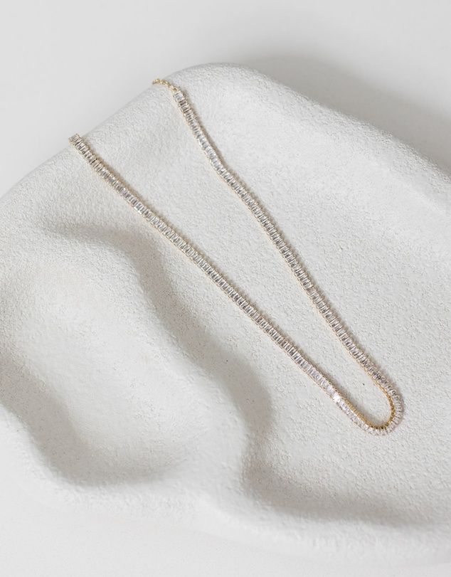 The White Collection - Sidney Necklace - Baguette Gold Bridal Necklace