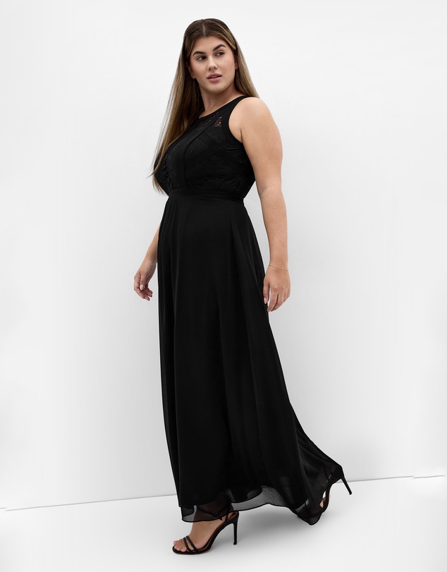 City Chic - Plus size Panelled Bodice Maxi Dress - black