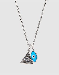 Nialaya Jewellery - Men's Necklace with Evil Eye and Eye Of Ra Pendant