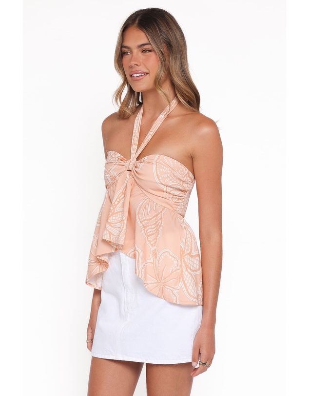 Petal & Pup - Klara Halter Top - Peach Floral
