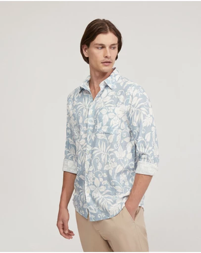 Oxford - Holloway Linen Blend Printed Shirt